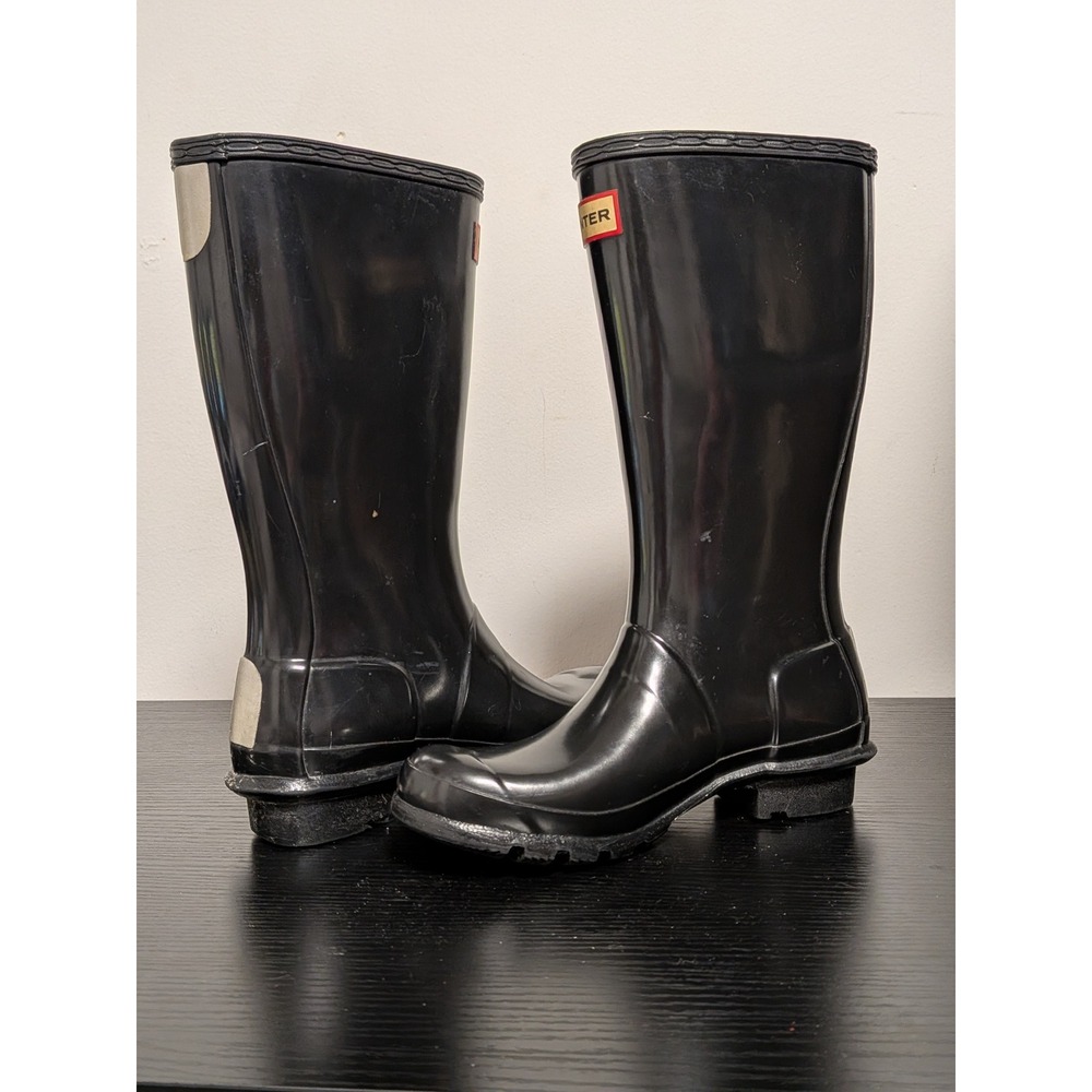 Hunter Original Kids Gloss Black Rain Boots US 3B 4G EU 34 Waterproof - Picture 4 of 13